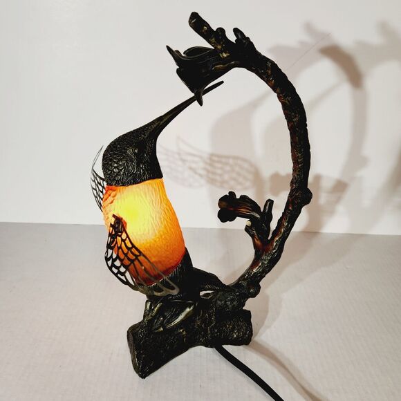 Hummingbird Bedside Lamp Night Light Decorative Resin 2004 Amber Bronze *Read - Picture 3 of 16
